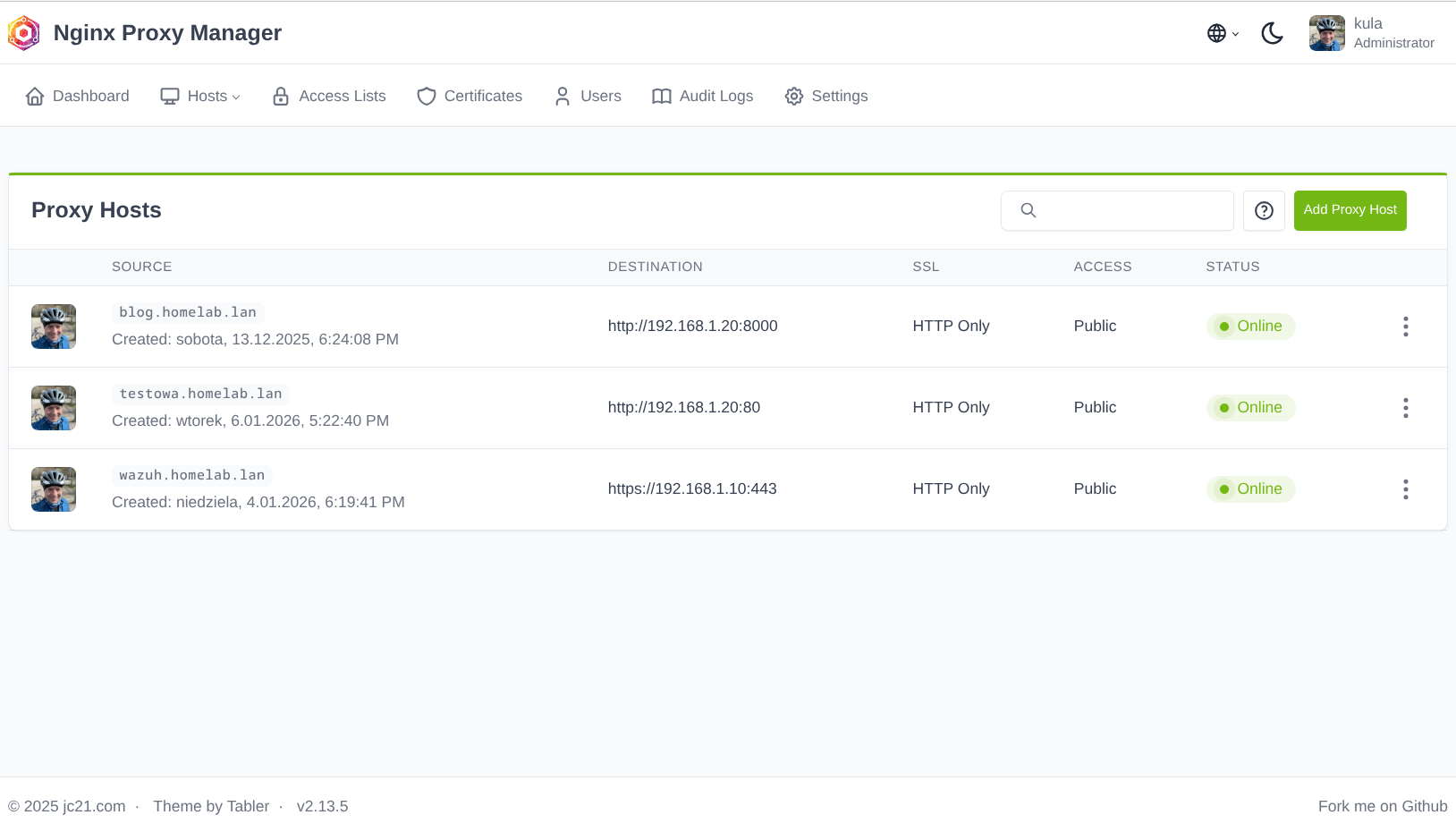 Pane Nginx Network Manager