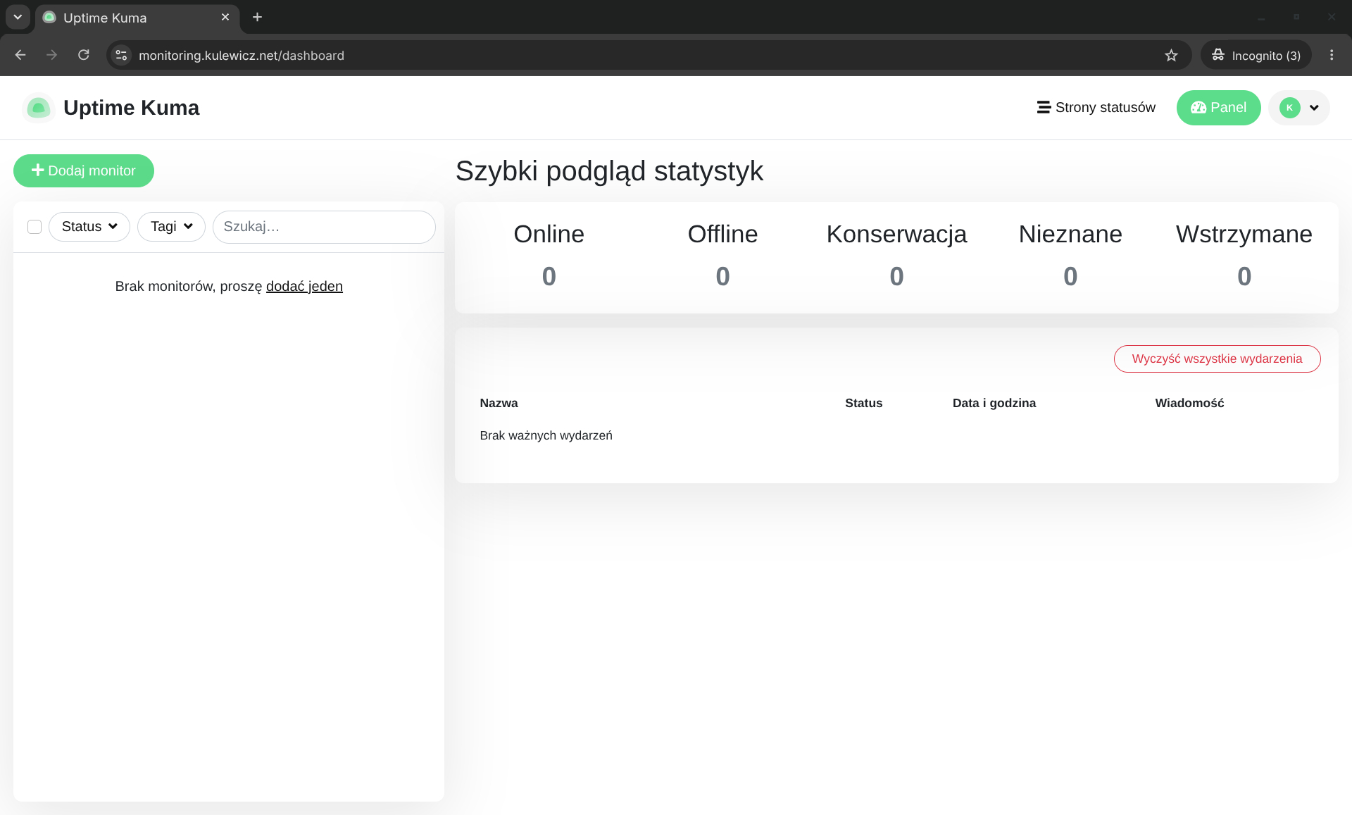 Dashboard Uptime Kuma